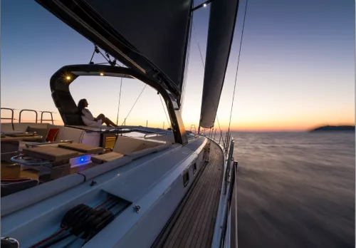 Sailboat maintenance Sailboat at sunset