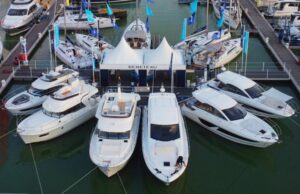 Line up of boats at the boat show